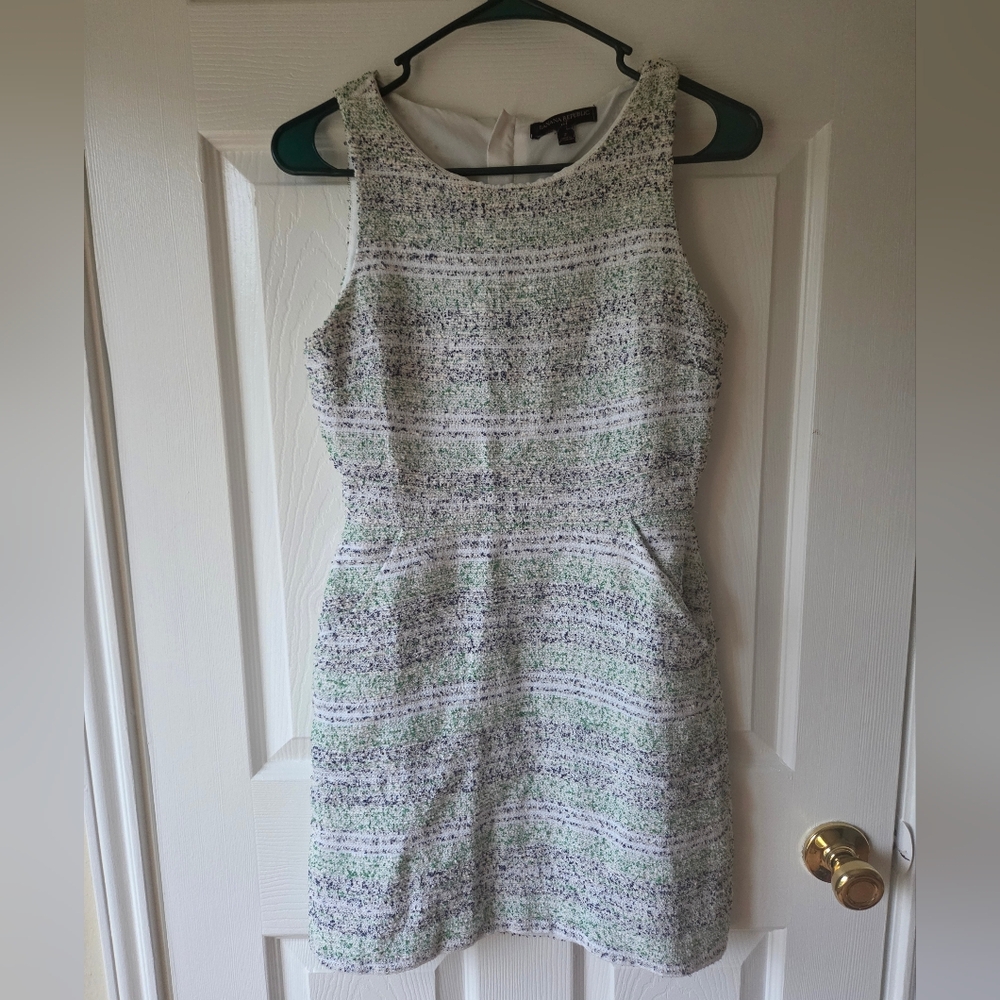 Banana Republic Mini Tweed Dress 2 Blue and Green Sleeveless
